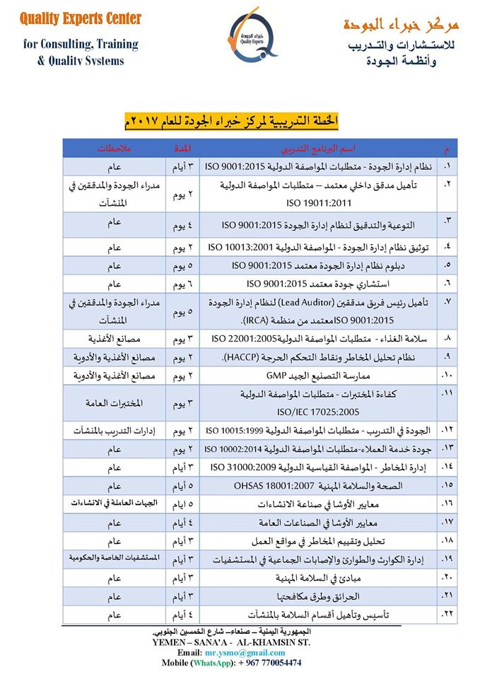الخطة التدريبية للمركز للعام 2017 م (محدّثة). الخطة التدريبية للمركز للعام 2017 م (محدّثة).